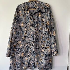 Vera Bradley Gray Floral windbreaker Jacket with Yellow Accents Size XL